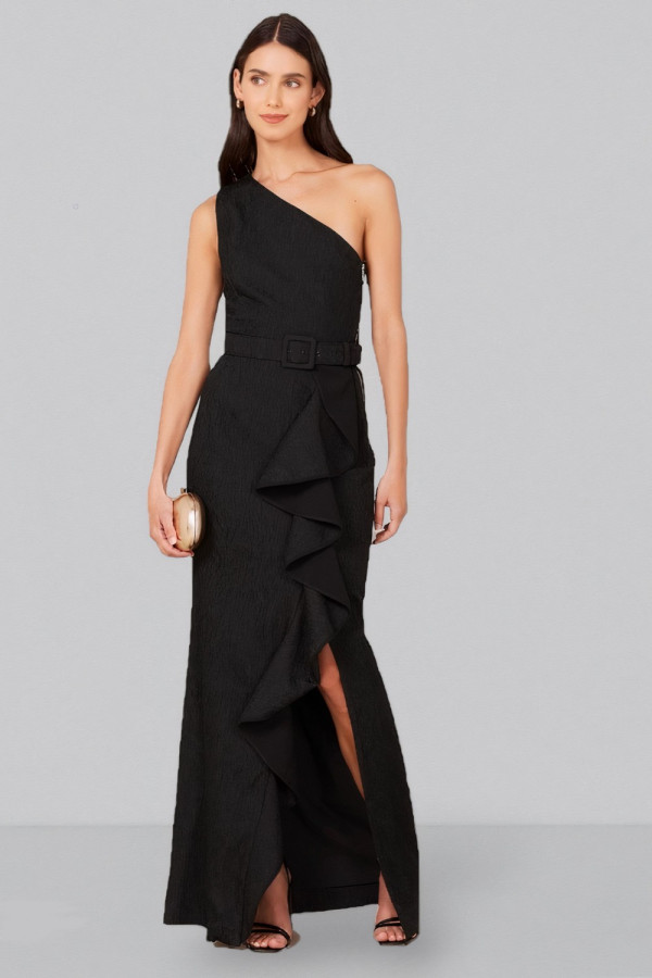 Black Greta Tier Gown