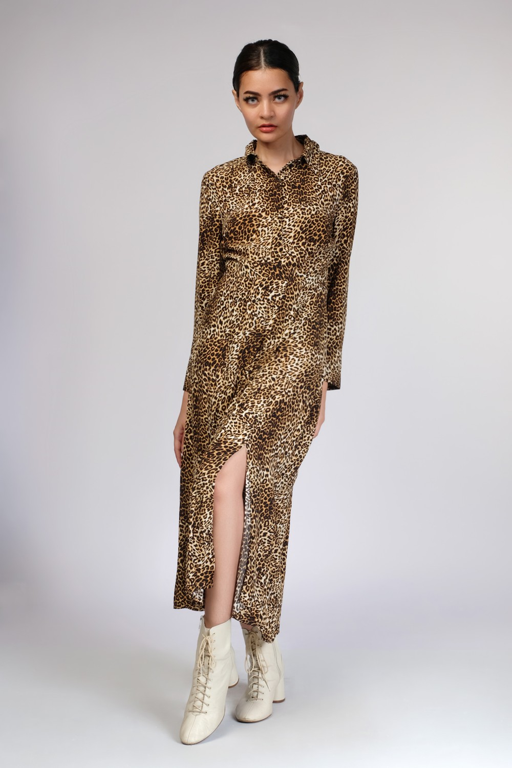 Animal Print Shirt Dress