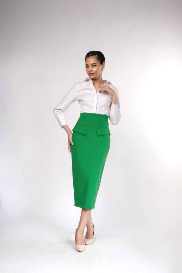 Flap Detail Pencil Skirt