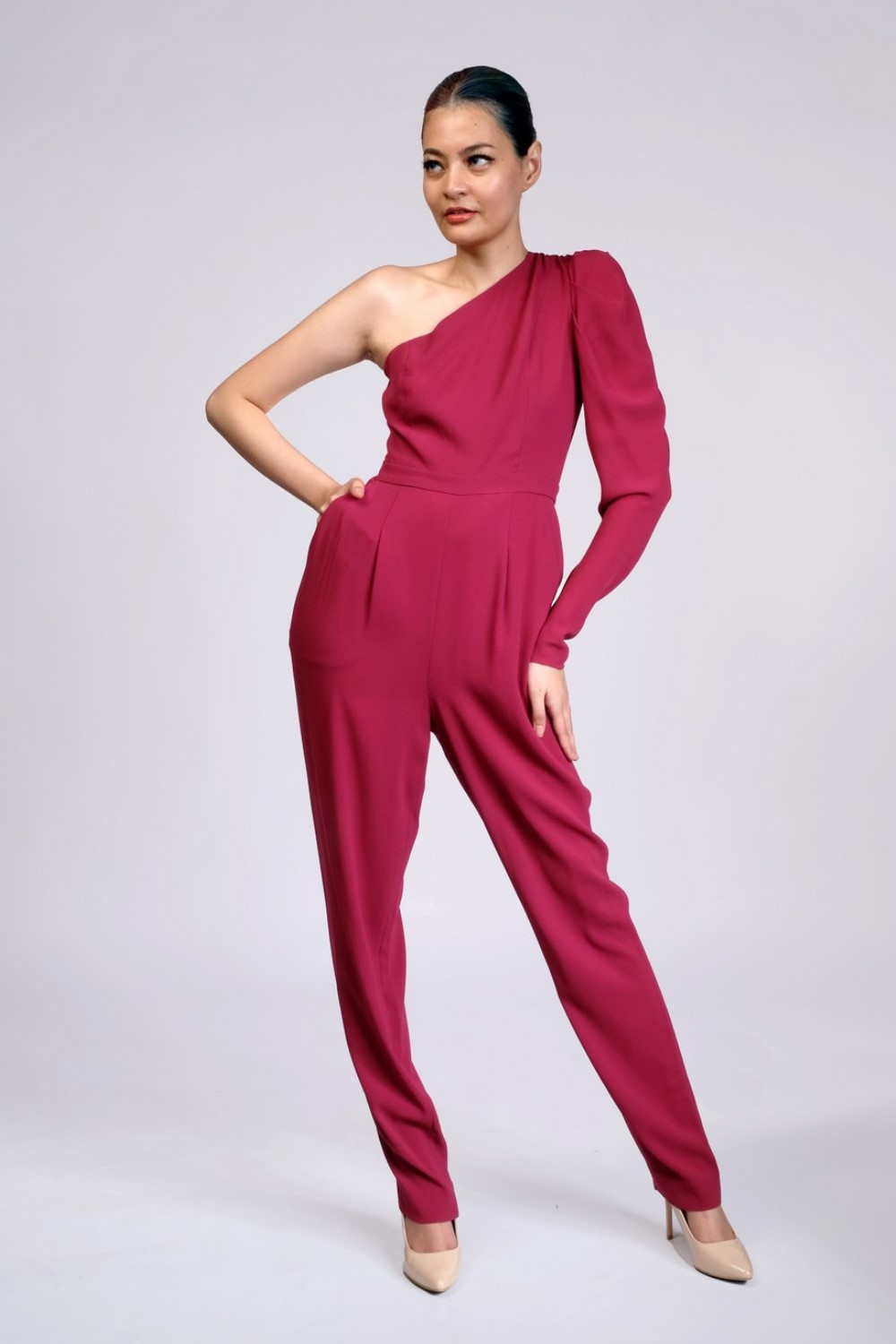 Cranberry Benjamin One Shoulder Jumpsuit