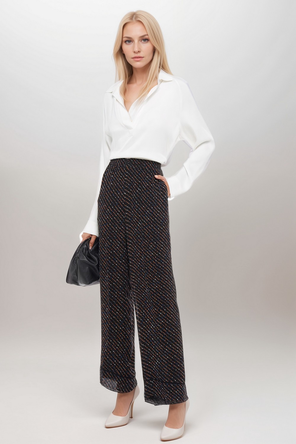 Mullin Printed Georgette Straight Leg Pants