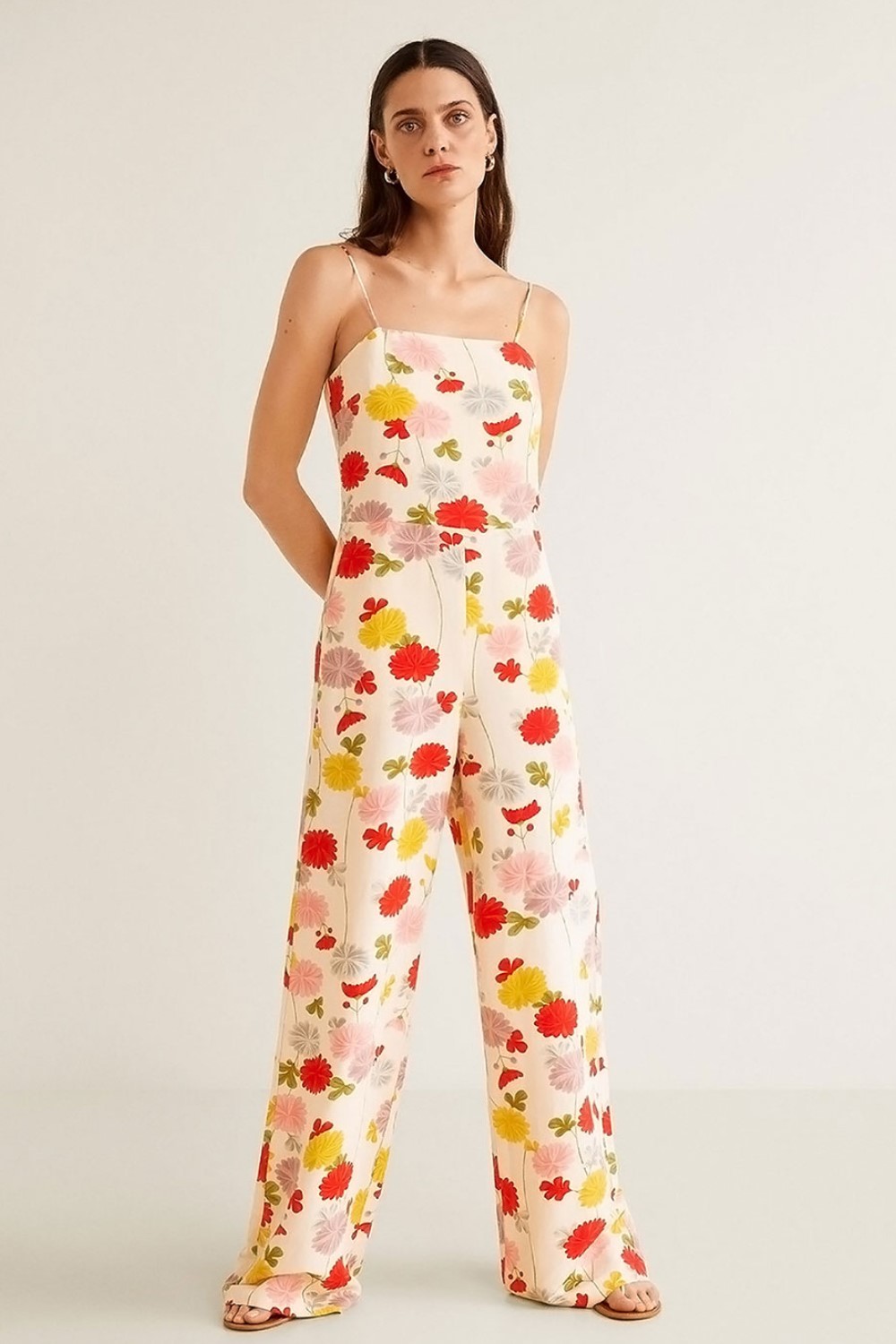 Wide Leg Cream Floral Jumpsuit