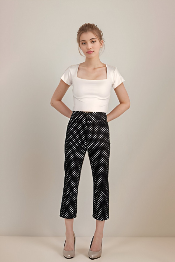 Polka Dot Print Capri Trousers