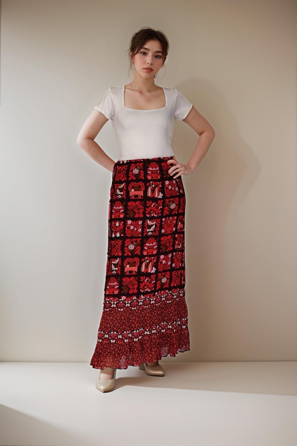Ruffled Printed Georgette Skirt