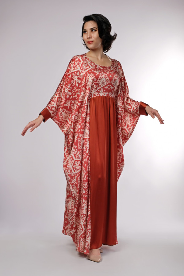 Kaftan Ethnic Merah Bata