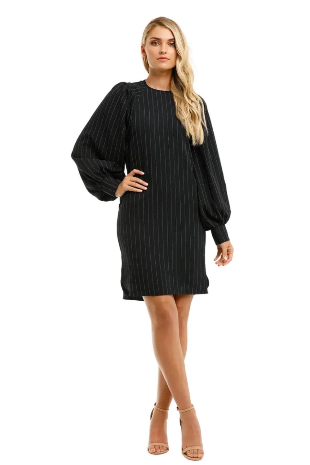 Pinstriped Stretch Crepe Mini Dress