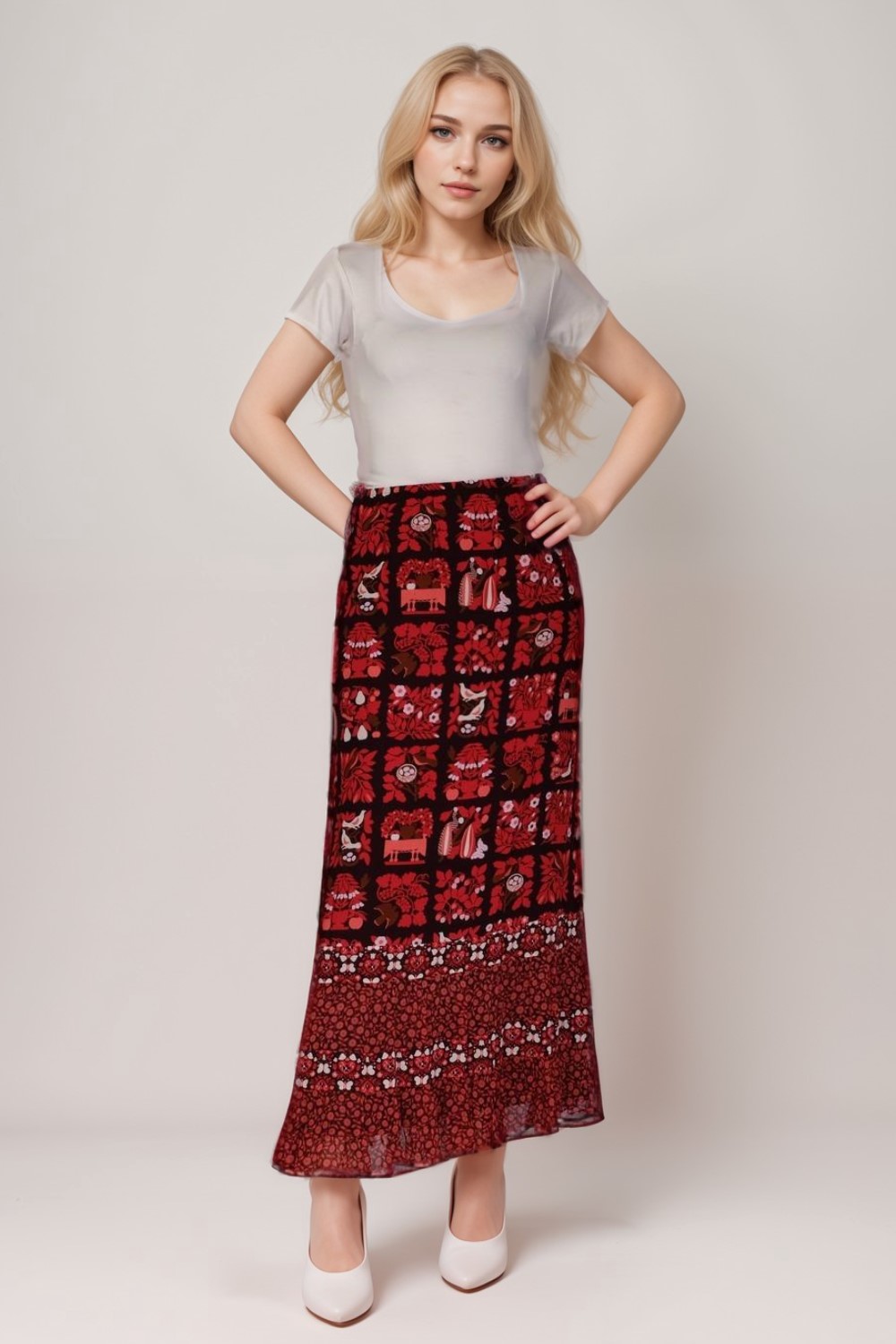 Ruffled Printed Georgette Skirt