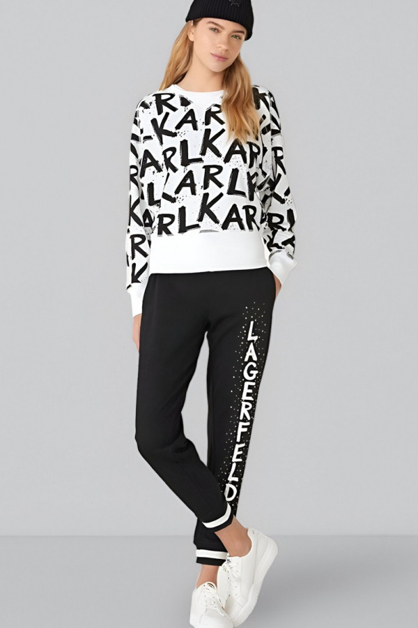 Dolman Sleeve Graffiti Pullover White Sweatshirt