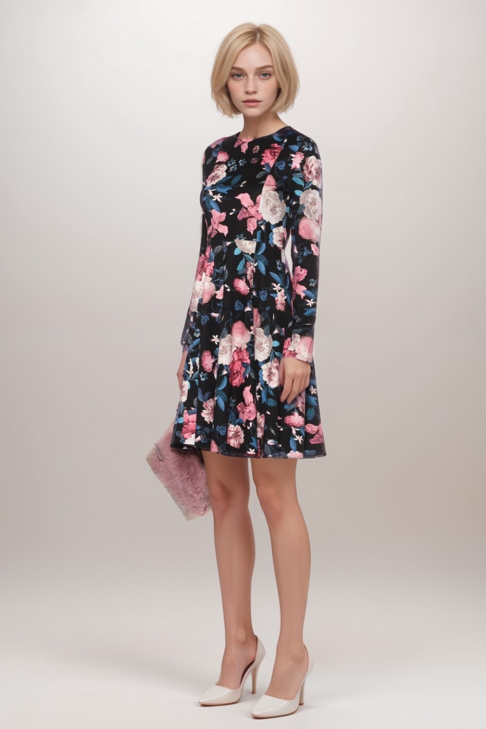 Martina Floral Print Ponte Mini Dress