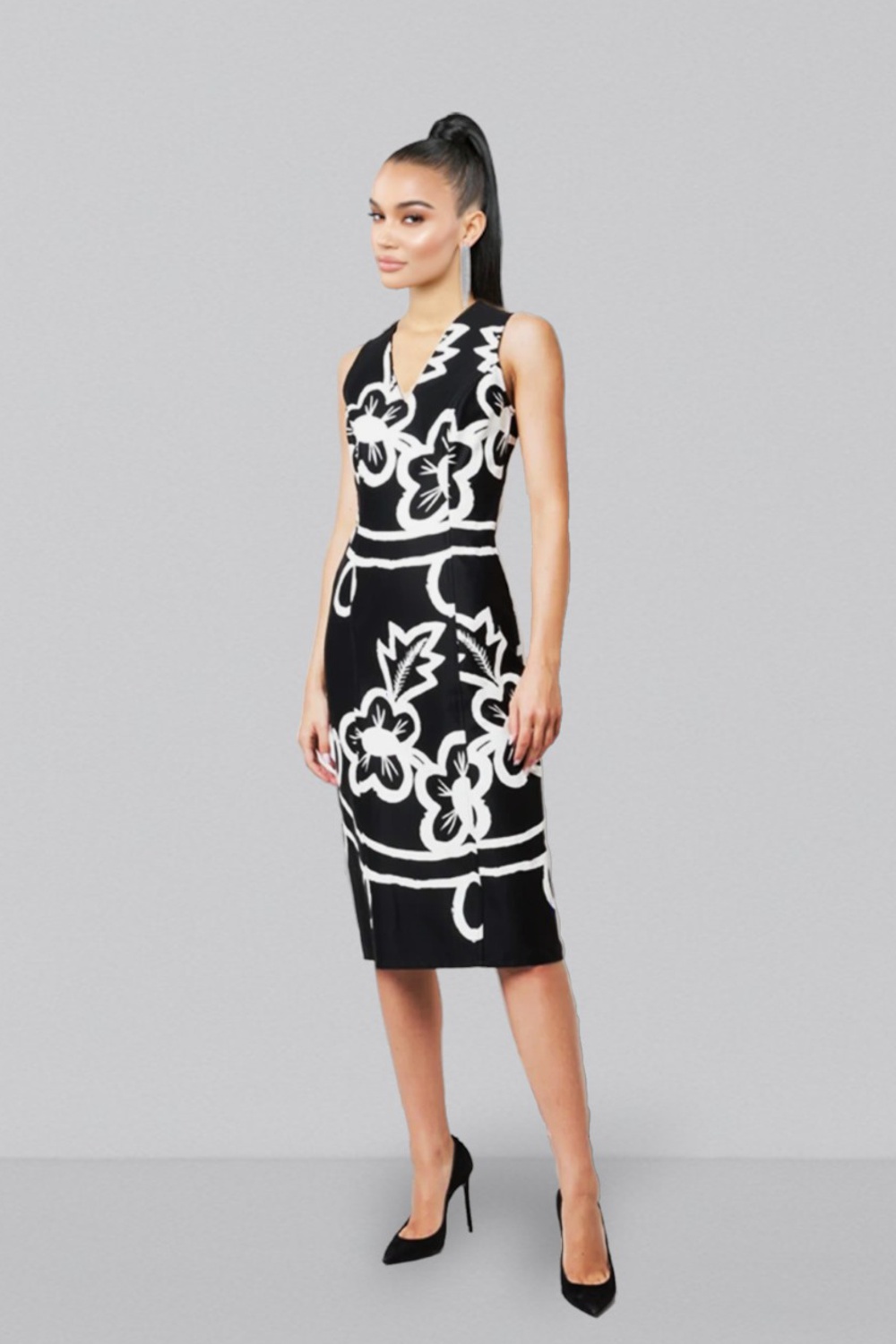 Printed Cotton Blend Twill Dress