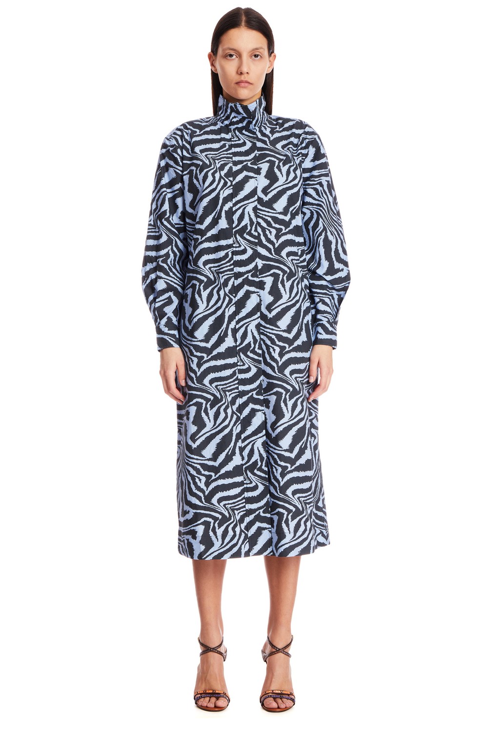 Tiger Print Cotton Poplin Shirt Dress