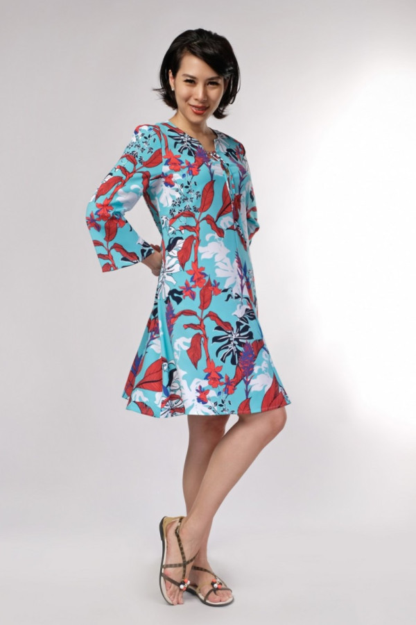 Tropical Turquoise Print Dress