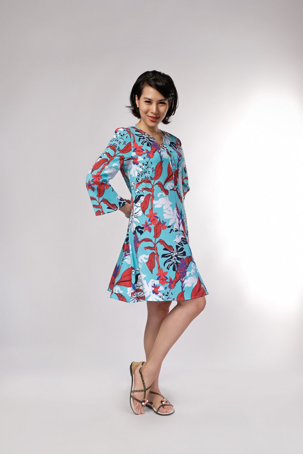 Tropical Turquoise Print Dress