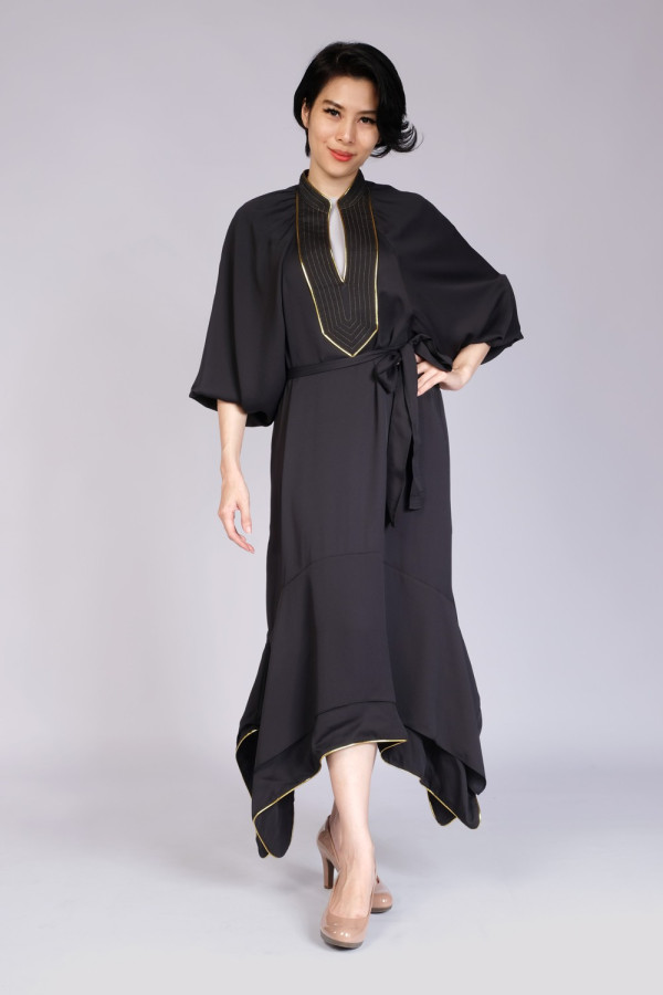 Emblished Crepe Midi Dress