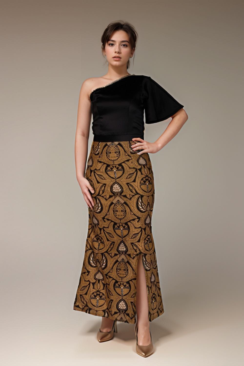 One Shoulder Batik Dress