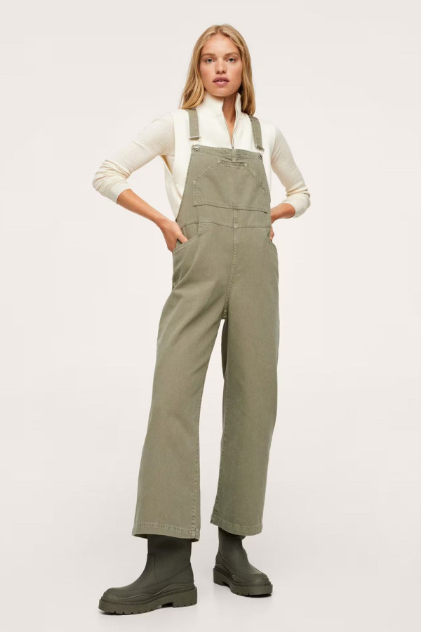 Wide Leg Denim Dungarees