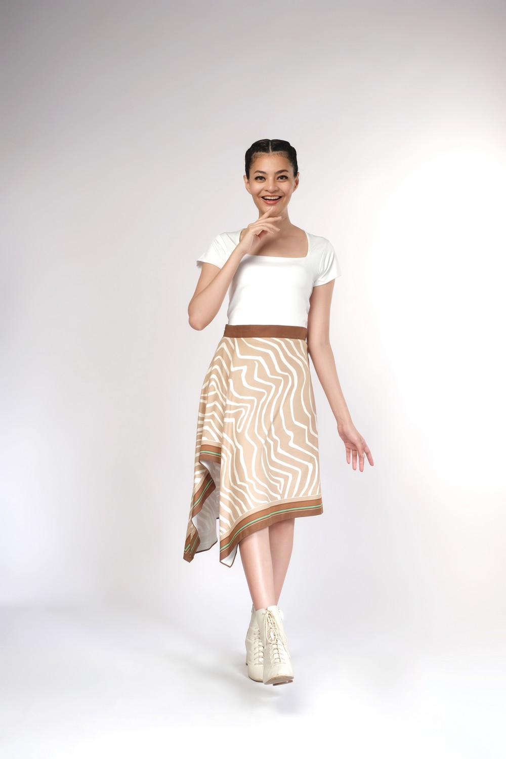 Abstract Line Browny Skirt