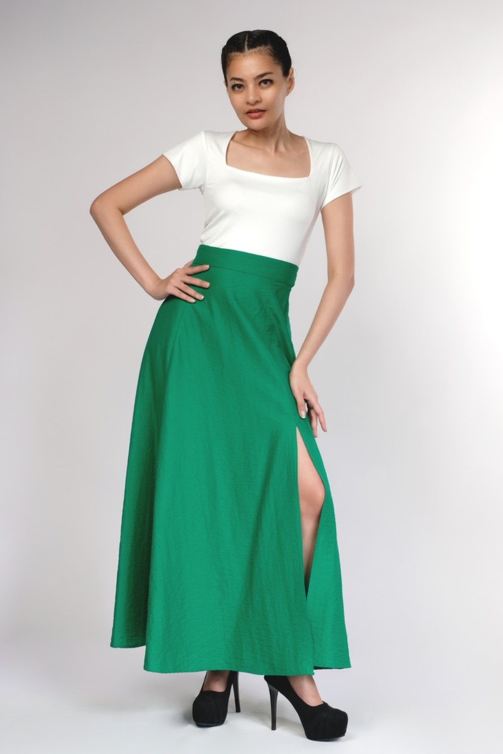 Jolie Front Slit Sash Skirt