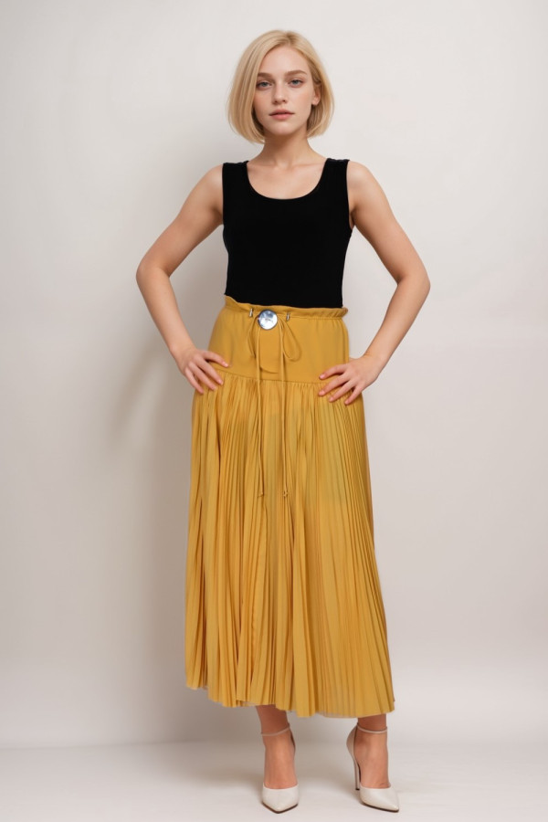 Drawsting Pleated Skirt