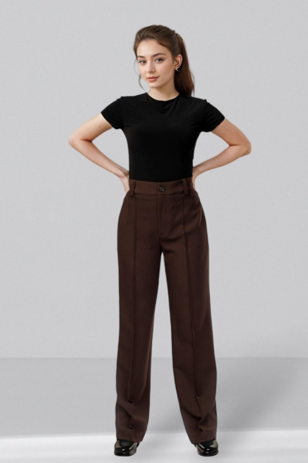 Brown Long Straight Pants