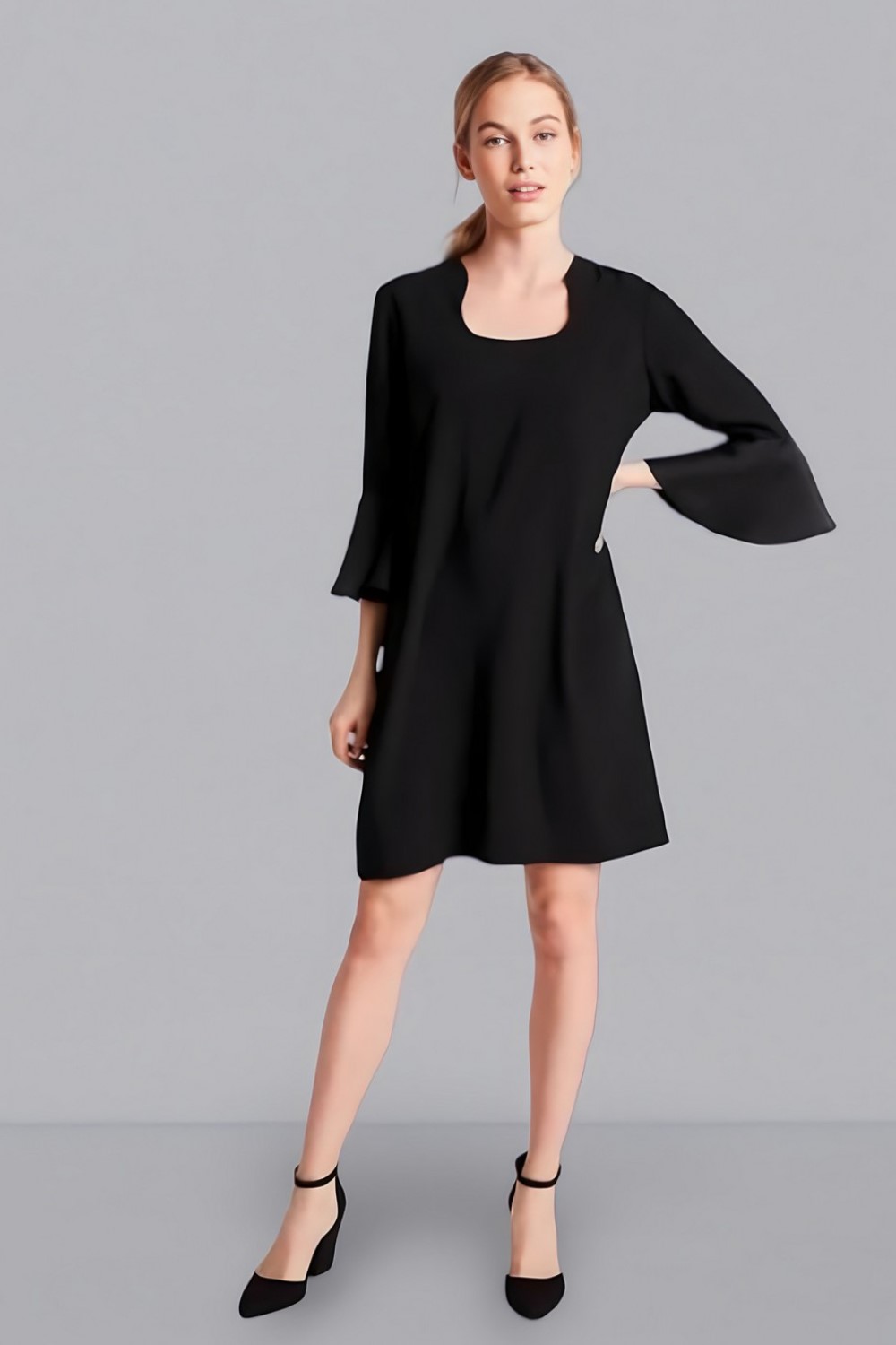 Flared Sleeve Shift Dress