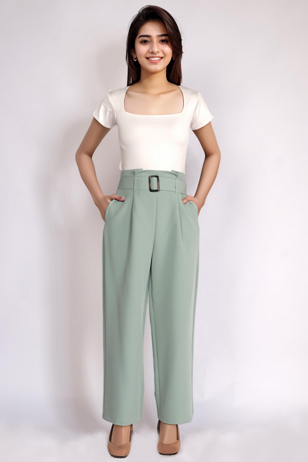 Green Cullotes With Belt