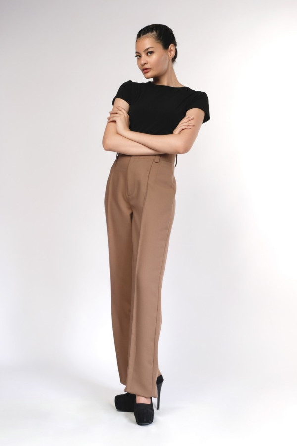 Khaki Long Straight Pants