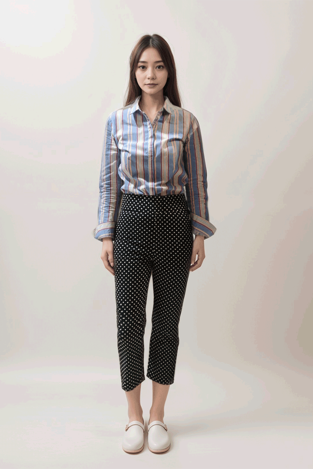 Polka Dot Print Capri Trousers