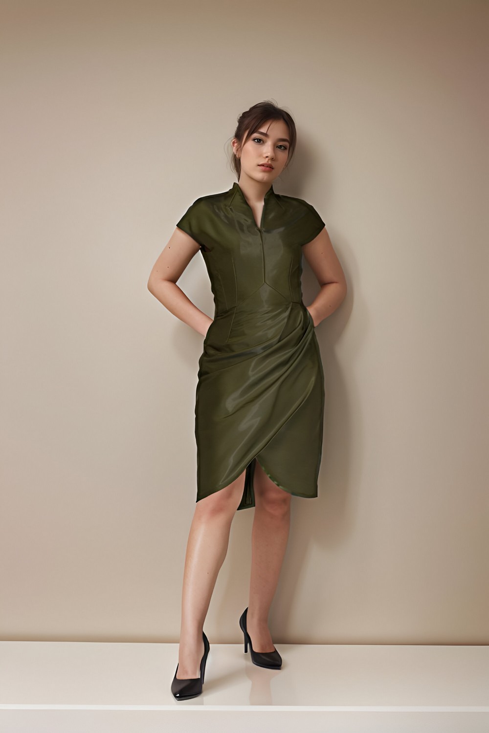 Green Saroong Cocktail Dress