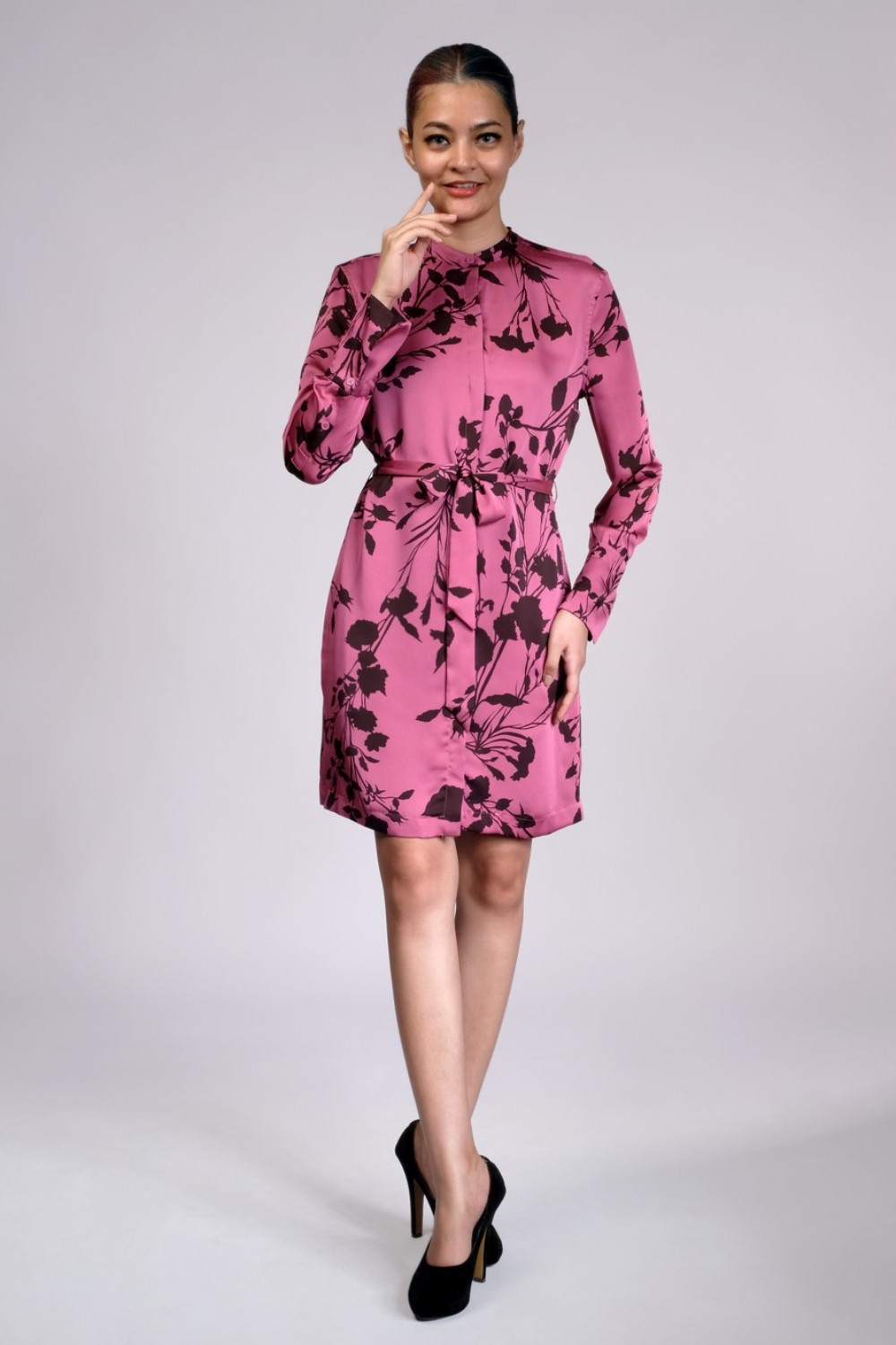 Roseabelle Floral Print Crepe De Chine Mini Dress