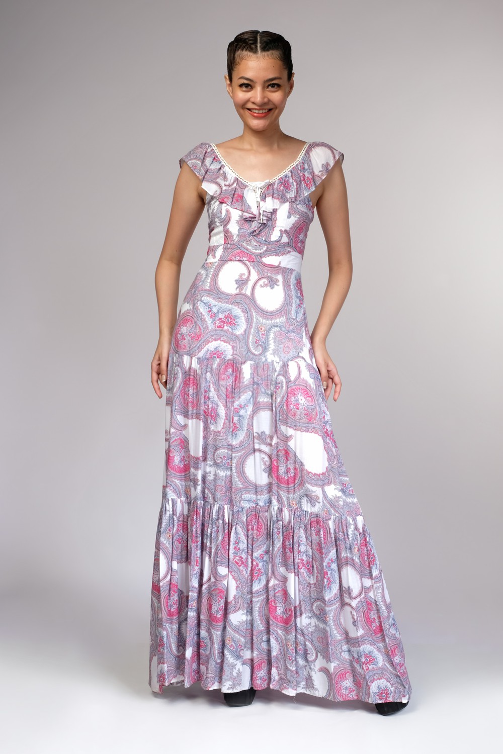 Autumn Paisley Tiered Maxi Dress