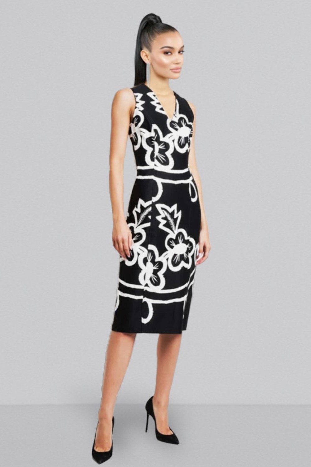 Printed Cotton Blend Twill Dress