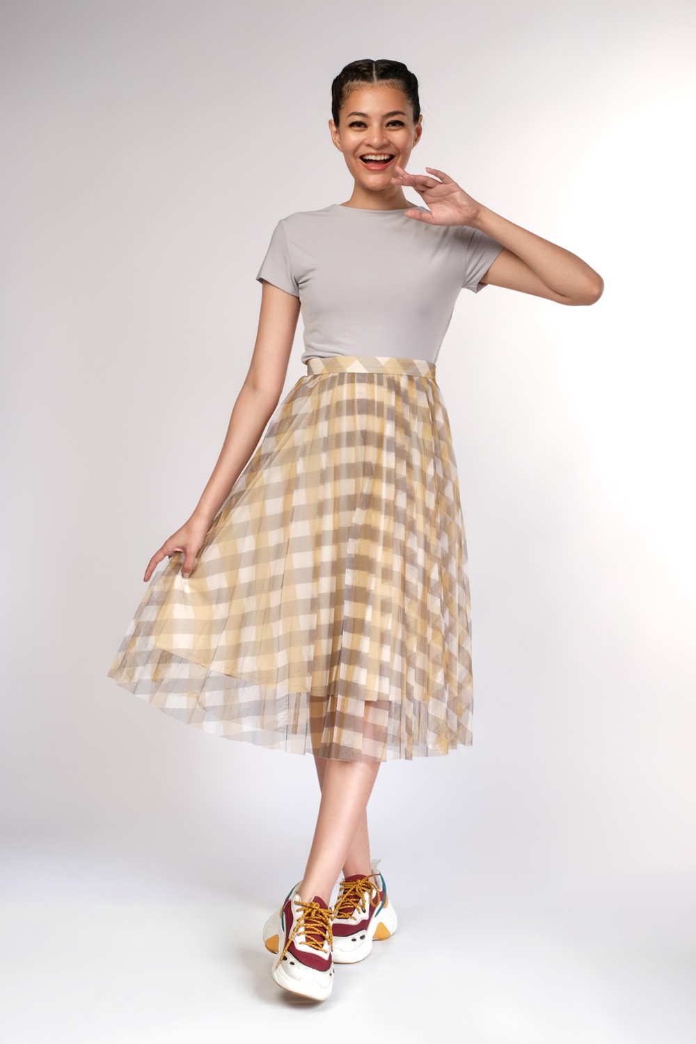 Tulle Yellow Plaid Skirt