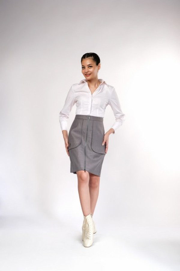 Fashion Metal Zipper Design Temperament Skirt
