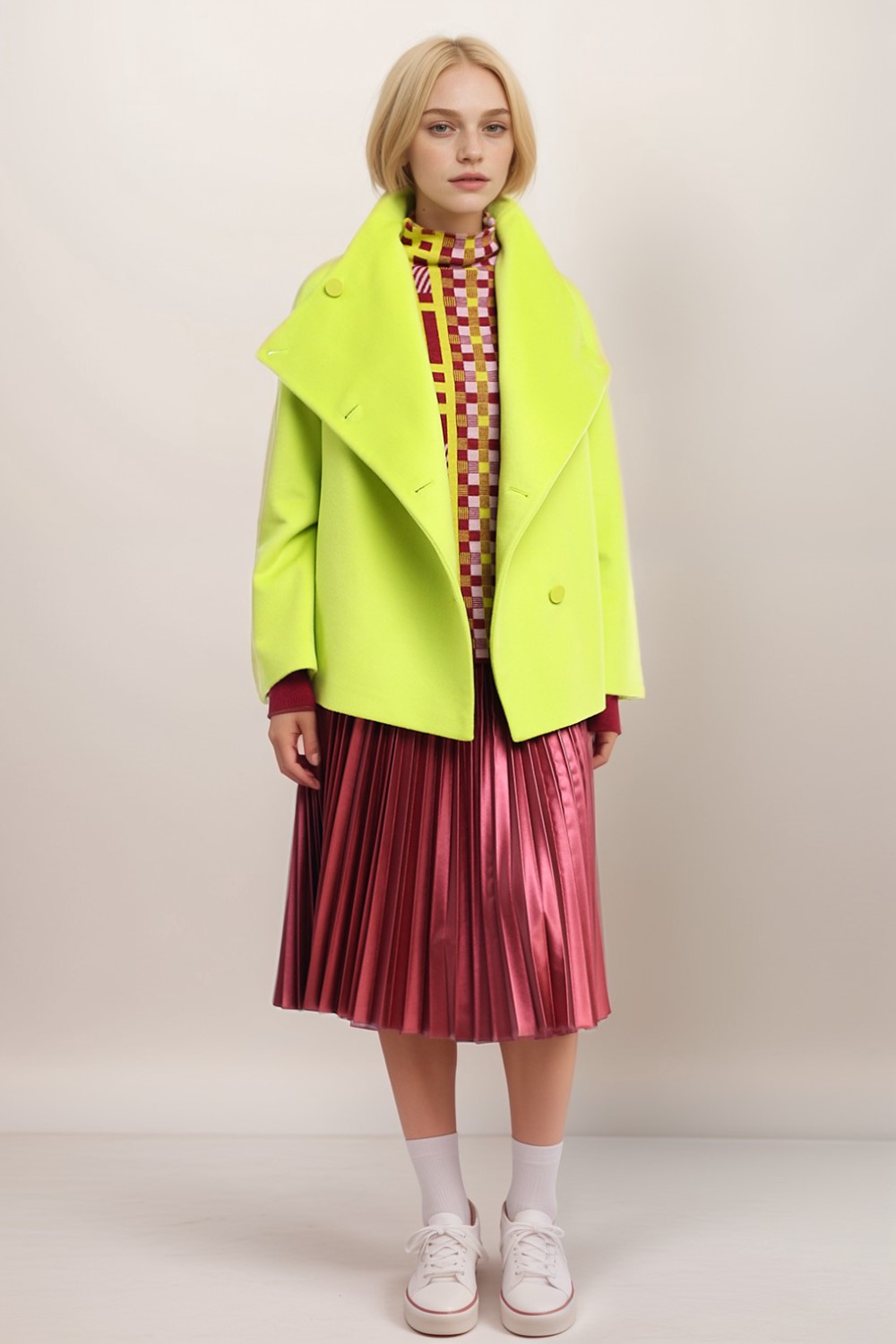 Dynamico Lime Green Wool Coat