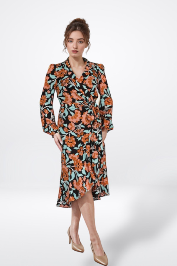 Carla Two Floral Print Crepe Wrap Dress