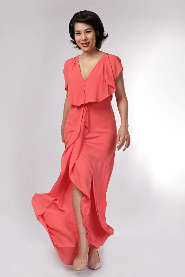 Evette Gown in Coral