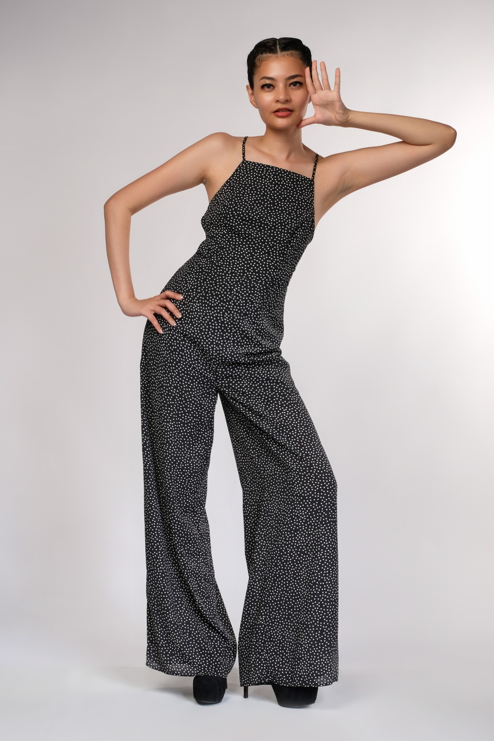 Black Polkadot Solar Pantsuit