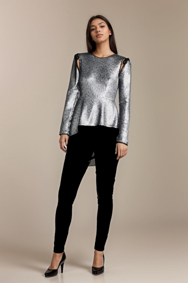 Shilow Sequin Peplum Top