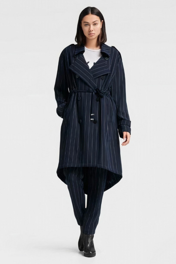 Women`s Pinstriped Trench Coat