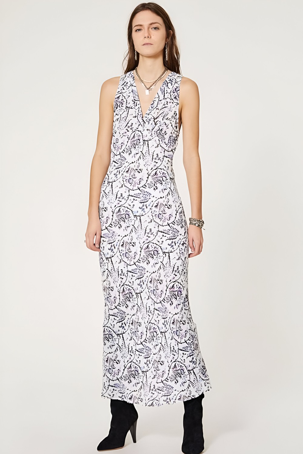 Maya Printed Crepe De Chine Maxi Dress