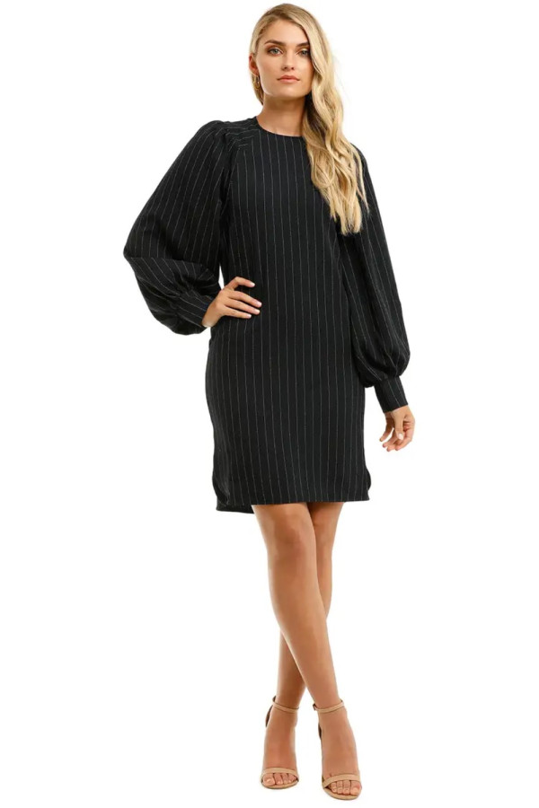 Pinstriped Stretch Crepe Mini Dress