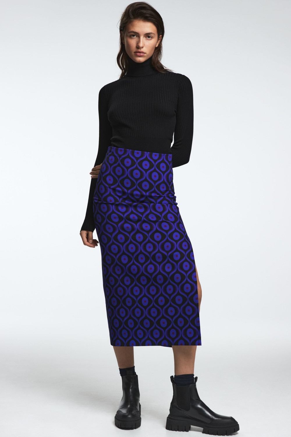 Geometric Print Pencil Skirt