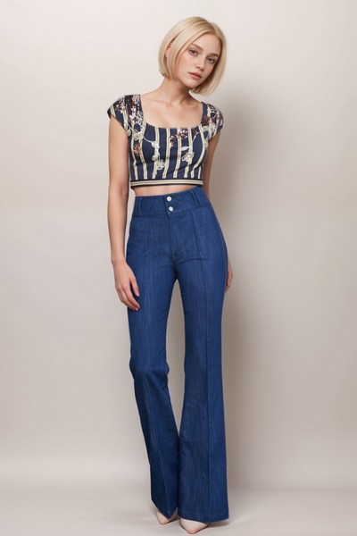 Yellow Strip Floral Sequin Top