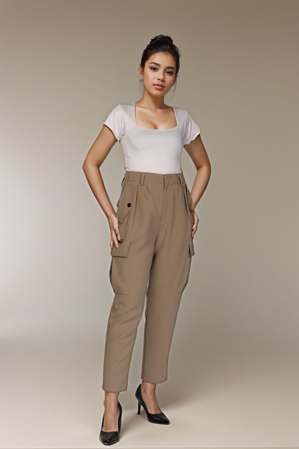 Cream Cargo Pants