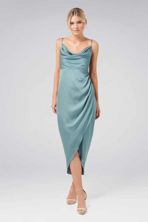 Holly Cowl Neck Deep Seafoam Dress