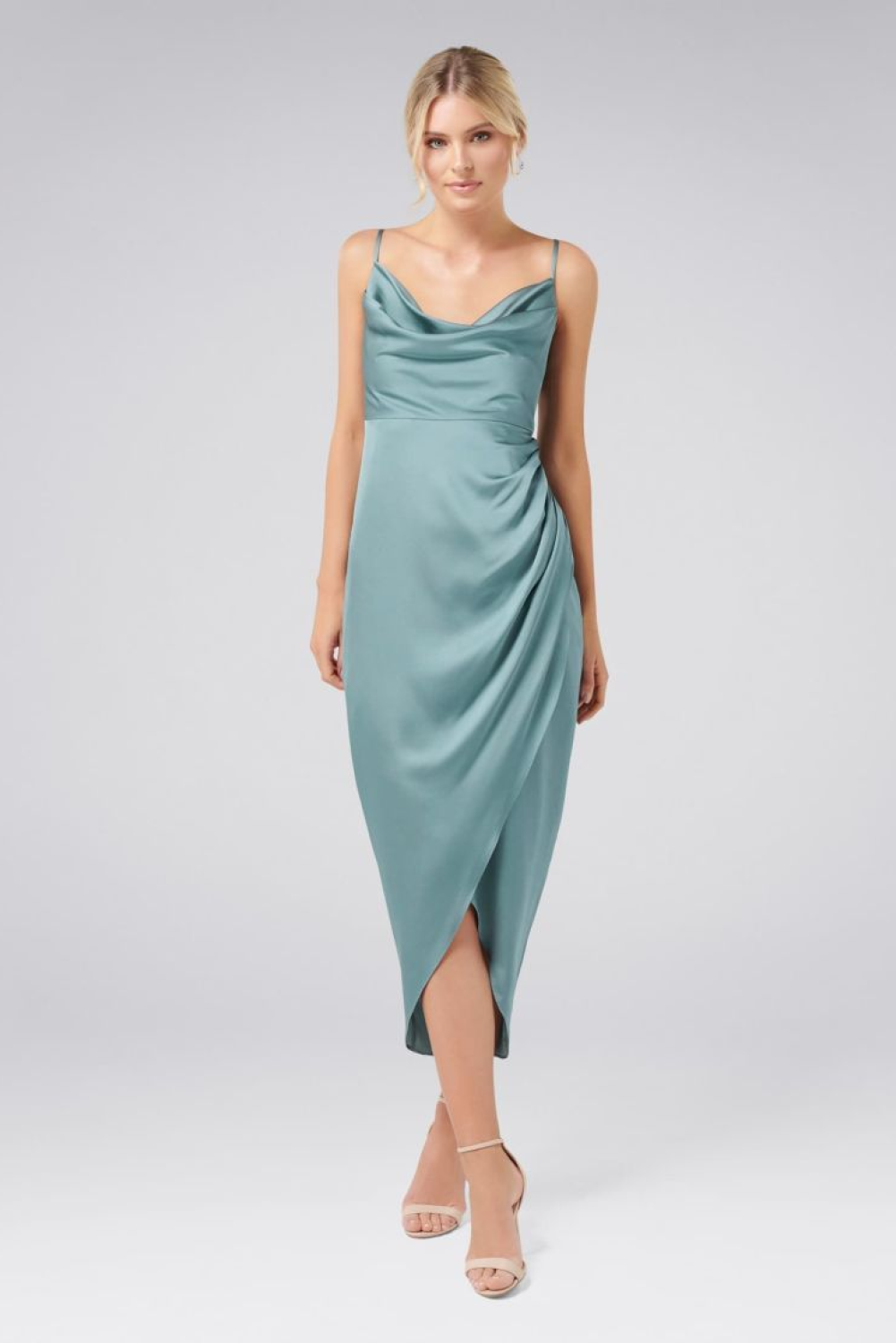 Holly Cowl Neck Deep Seafoam Dress