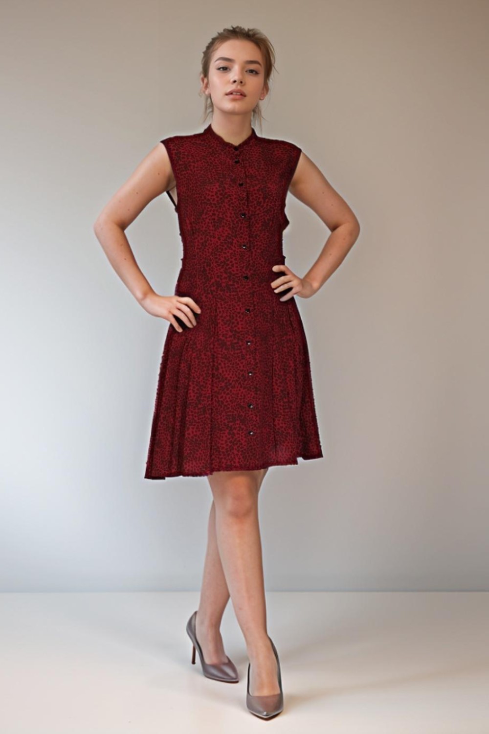 Ditsy Leopard Shirt Dress