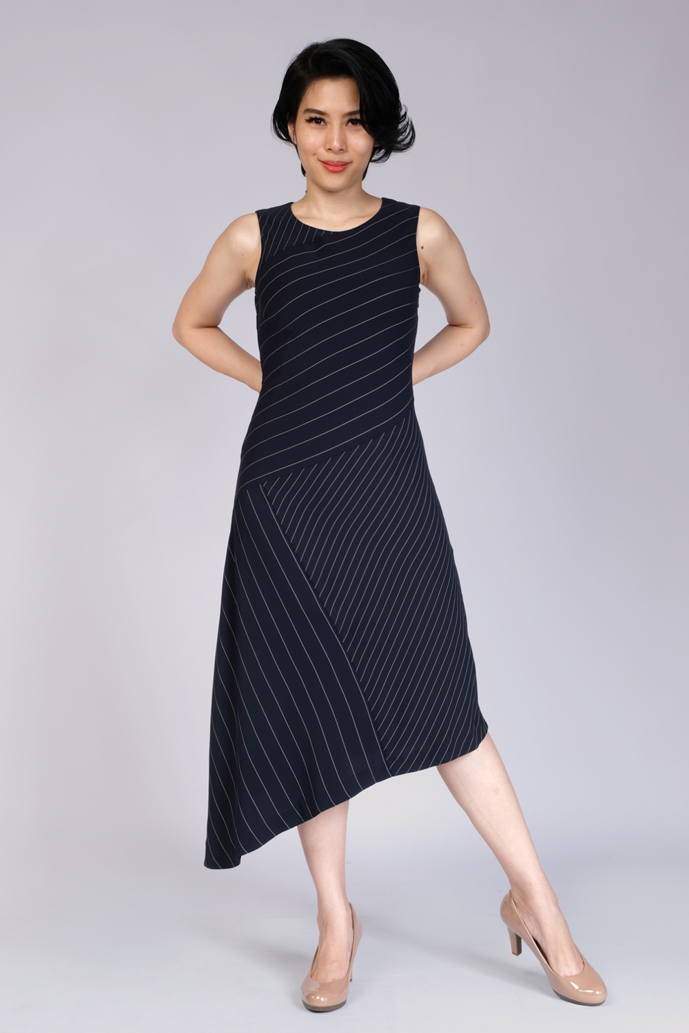 Asymmetric Stripes Dress