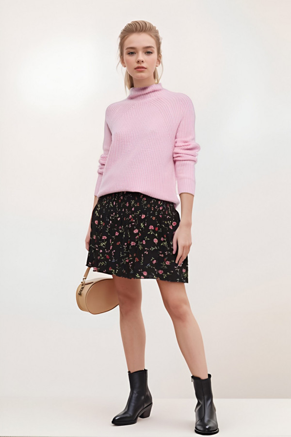 Elm Shirred Floral Print Georgette Mini Skirt